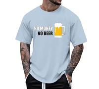 Generisch Oktoberfest Camicia Uomo Oktoberfest Birra Stampa Birra Abbigliamento Divertente Manica Corta Girocollo T-shirt No Money No Beer Stampa Top, Maglietta da uomo blu Beer, 3XL