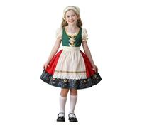 Generisch Oktoberfest - Vestito da dirndl per bambini, con camicetta, grembiule per bambini, 3 pezzi, costume tradizionale medievale, vestito per costume tradizionale bavarese, vestito floreale
