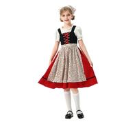 Generisch Oktoberfest - Vestito da dirndl per bambini, con camicetta, grembiule per bambini, 3 pezzi, costume tradizionale medievale, vestito per costume tradizionale bavarese, vestito floreale