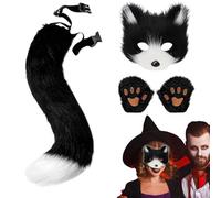 Generisch Orecchie di lupo e coda | Set di travestimenti divertente - Maschere E Guanti e Coda Come componente del costume Cosplay per servizi fotografici durante eventi festivi, teatro scolastico e
