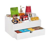 Generisch Organizer per stazione del caffè, cestino in legno, interruttore multiuso, da caffè con cassetto, per dormitorio, studio, sala pausa, soggiorno, ristorante, tavolo da pranzo, hotel