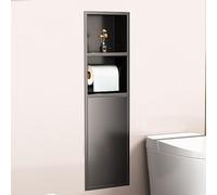 Generisch Organizzatore da parete in acciaio inox - Porta carta igienica e cestino per la spazzatura integrato per bagno, cucina, soggiorno, hotel