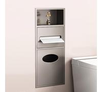 Generisch Organizzatore da parete in acciaio inox - Porta carta igienica e cestino per la spazzatura integrato per bagno, cucina, soggiorno, hotel
