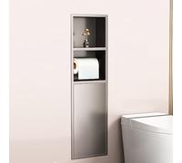 Generisch Organizzatore da parete in acciaio inox - Porta carta igienica e cestino per la spazzatura integrato per bagno, cucina, soggiorno, hotel