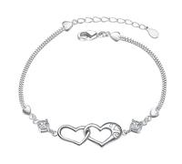 Generisch Orologi per bambini Bracelet Simple Adjustable Bangle Love Heart Bracelets For Womens Girls Cubic Zirconia Birthstone Bracciale, Taglia unica, lega di zinco, Nessuna pietra preziosa
