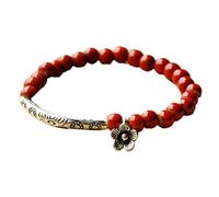 Generisch Orologio da polso con perle piatte, la forma e le donne in metallo per cucire braccialetto con rose, Taglia unica, Ceramica, Nessuna pietra preziosa