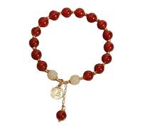 Generisch Orologio da polso in tessuto Bracelet Red Bracelet Gemstone Word Fu Happiness Charm Bangle Meditation Decor Feng Shui Wealth For Good Fortune Rosso, Taglia unica, Cristallo artificiale