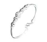 Generisch Orologio da polso piatto da donna Nine Transfer Bead Bracelet for Women Simple Silver Plated Three Lives And Three Worlds Bracelet for Women Exquisite Jewelry Bracelet Bianco Bracciale