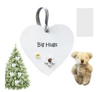 Generisch Orsetto tascabile - Mini peluche in formato tascabile, con mappa emotiva e cuore in legno, regalo di conforto fatto a mano, orso mutmaker, 6 cm, 1 set con cuore e biglietto