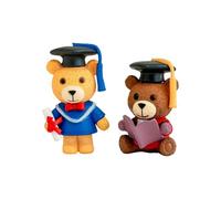 Generisch Orso di laurea, 2 animali con cappello da laurea | Statua a forma di orso per bambini, studenti, scuola, università, feste, libreria