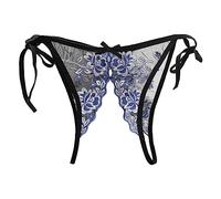 Generisch Ouvert Hipster Donna Pizzo Perizoma Tanga Con Cavallo Aperto Trasparente Tangas Traspirante Vita Bassa Slip No Show Biancheria Intima Erotica Per Donna Confortevole Morbido, Celeste., Taglia