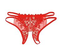 Generisch Ouvert Hipster Donna Pizzo Perizoma Tanga Con Cavallo Aperto Trasparente Tangas Traspirante Vita Bassa Slip No Show Biancheria Intima Erotica Per Donna Confortevole Morbido, Colore: rosso