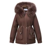 Generisch Overcomes Winter Plush And Thick Cotton Clothes Women's Small Cotton Work Clothes and Coats - Giacca in pile, caffè, XXL