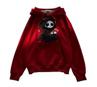Generisch Oversize Felpa con cappuccio da donna per il tempo libero, adolescente, comoda felpa con cappuccio, a maniche lunghe, tinta unita, per sport, fitness, attività all'aria aperta, 06-rosso, L