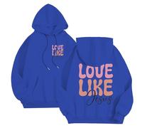 Generisch Oversize Felpa con cappuccio da uomo, casual, adolescente, ragazzo, con lettere basiche, stampa Gesù, con cappuccio, a maniche lunghe, con tasche e coulisse, streetwear, 05-blu, M