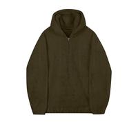 Generisch Oversized Felpa da uomo con cappuccio fuzzy, felpa da uomo, con zip a 1/4, top oversize, giacca in pile a maniche lunghe con tasche, felpe da uomo senza, verde militare, 4XL