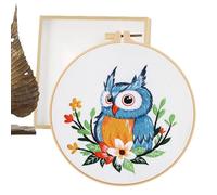 Generisch Owl Embroidery Kit | Gufo HandEmbroidery Kit,Holiday Home Decoration, Kit di Sewing Kit with Thread And Hoop, Classic Embroidery with Istruction