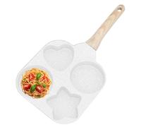 Generisch Padella per per uova - non bastone | 4 fori mini padella per uova con 1 cuore 1 stella a cinque punti due cerchi, padella multifunzione per omelette da cucina