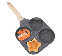 Generisch Padella per per uova - non bastone | 4 fori mini padella per uova con 1 cuore 1 stella a cinque punti due cerchi, padella multifunzione per omelette da cucina