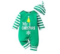 Generisch Pagliaccetto a maniche lunghe con e per il bambino vestito di Natale Dear Santa Little Elf Merry Christmas, verde, 12-18 Mesi