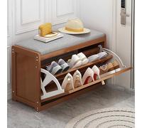 Generisch Panca portaoggetti per scarpe da ingresso con cassetti in rattan, sottile scarpa in bambù, organizer per armadio, scarpiera chiusa salvaspazio (dimensioni: 70 x 25 x 45 cm, colore: marrone)
