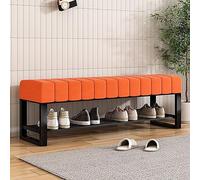 Generisch Panchina a 2 livelli, in velluto imbottito, per entryway, bedroom, telaio in metallo nero