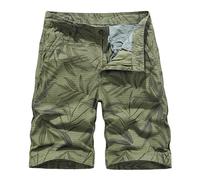 Generisch Pantaloncini cargo da uomo in tessuto twill resistente con pratiche tasche per avventure all'aria aperta, stile urbano per tutte le attività, verde militare, 36