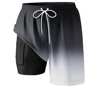 Generisch Pantaloncini casual con stampa allover alla moda, ideali per l'estate, elastico in vita, comodi, morbidi, leggeri e traspiranti., Nero , XXL