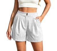 Generisch Pantaloncini casual da donna a gamba larga per le giornate estive. Compagno ideale per tutti i giorni con design a colori puri, bianco, M