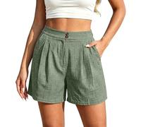 Generisch Pantaloncini casual da donna a gamba larga per le giornate estive. Compagno ideale per tutti i giorni con design a colori puri, verde, S