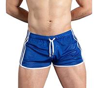 Generisch Pantaloncini corti da uomo, da spiaggia, da uomo, in rete trasparente, ad asciugatura rapida, traspiranti, comodi, estivi, con coulisse, per attività all'aria aperta, Blu, m