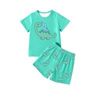 Generisch Pantaloncini corti imbottiti con stampa europea, per un set alla moda e comodo, Verde menta, 4-5 Anni