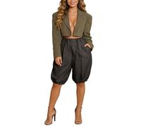 Generisch Pantaloncini da donna a vita alta, leggeri, per la spiaggia, per il rinascimento, stile medievale, vintage, estivi, da pirata, da trekking, Nero , XXL