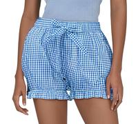 Generisch Pantaloncini da donna alla moda, a quadri, mini pantaloncini da donna con papillon per il tempo libero, Blu, L