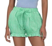 Generisch Pantaloncini da donna alla moda, a quadri, mini pantaloncini da donna con papillon per il tempo libero, verde, XL