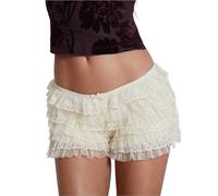 Generisch Pantaloncini da donna Bloomer Y2k, in pizzo, a più strati, con volant, elasticizzati, a vita bassa, per adolescenti, ragazze, eleganti, Ruffl Lolita