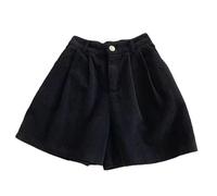 Generisch Pantaloncini da donna - Straight Leg Short in velluto a coste, gamba larga, per il tempo libero, a vita media, leggeri e traspiranti, da spiaggia, con elastico in vita, per attività