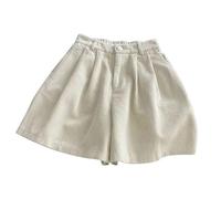 Generisch Pantaloncini da donna - Straight Leg Short in velluto a coste, gamba larga, per il tempo libero, a vita media, leggeri e traspiranti, da spiaggia, con elastico in vita, per attività