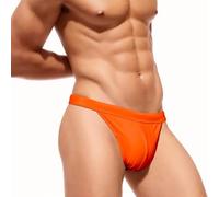 Generisch Pantaloncini da nuoto da uomo, alla moda, per il tempo libero, hawaiani, morbidi e confortevoli, per il nuoto, le sorgenti calde con costume da bagno triangolare, Colore: arancione., XL