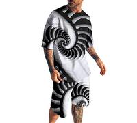 Generisch Pantaloncini da uomo a maniche corte 3D ad asciugatura rapida, da spiaggia, tropicale, hawaianSS, argento, L