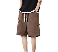 Generisch Pantaloncini da uomo per il tempo libero con vita elastica, gamba dritta, per avventure estive e pratiche tasche cargo ideali per le attività all'aria aperta, marrone, 7XL