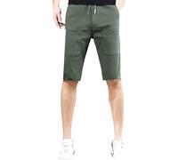 Generisch Pantaloncini da uomo per il tempo libero Europa con elasticizzati, per l'estate, lo sport, in tinta unita, casual, con materiali leggeri, pratiche tasche, verde militare, 3XL
