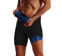 Generisch Pantaloncini da uomo per sauna, pantaloni dimagranti, pantaloni da corsa, pantaloni termici, sudorazione, pantaloni corti da sauna, leggings sportivi per palestra, corsa, Blu, XL