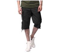 Generisch Pantaloncini da uomo retrò casual con tasca con coulisse come tubo dritto, abbigliamento da lavoro, pantaloni da jogging per il tempo libero, Nero , 40