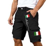Generisch Pantaloncini leggeri da uomo per il tempo libero con design italiano pratica tasca per un comfort estivo traspirante, Nero , L