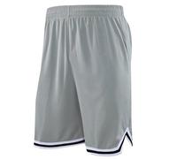 Generisch Pantaloncini lunghi da basket da uomo con tasca con cerniera, 27,9 cm, mesh, per sport, giochi, campo da basket, stella, fitness, pantaloncini sportivi, palestra, grigio., XL