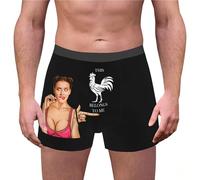 Generisch Pantaloncini retrò da uomo, S Funny Photo Customized Underwear Briefs for Husband Boxer da uomo, confezione da gamba lunga, grigio., XL