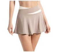 Generisch Pantaloncini sportivi da donna, da palestra, ad asciugatura rapida, a vita alta e a ritmo leggero, corti, blocco di colore, alta elasticità, pantaloncini da yoga nudi, cachi, XXL