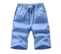 Generisch Pantaloncini sportivi da uomo, in cotone elasticizzato, con coulisse e tasche, per il tempo libero, Blu, L