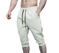Generisch Pantaloncini sportivi maschili per primavera estate con pratiche tasche come pantaloni moderni per il tempo libero per uomini attivi nella vita di tutti i giorni, beige., M